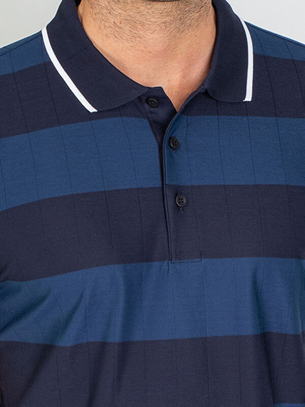 Erkek Lacivert T-Shirt-Polo Yaka Tişört