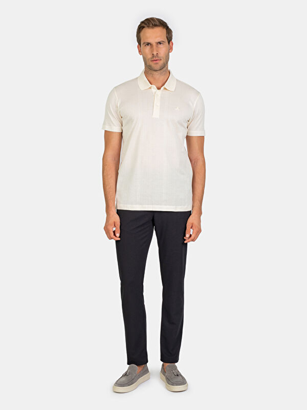 Erkek Ekru T-Shirt-Polo Yaka Tişört