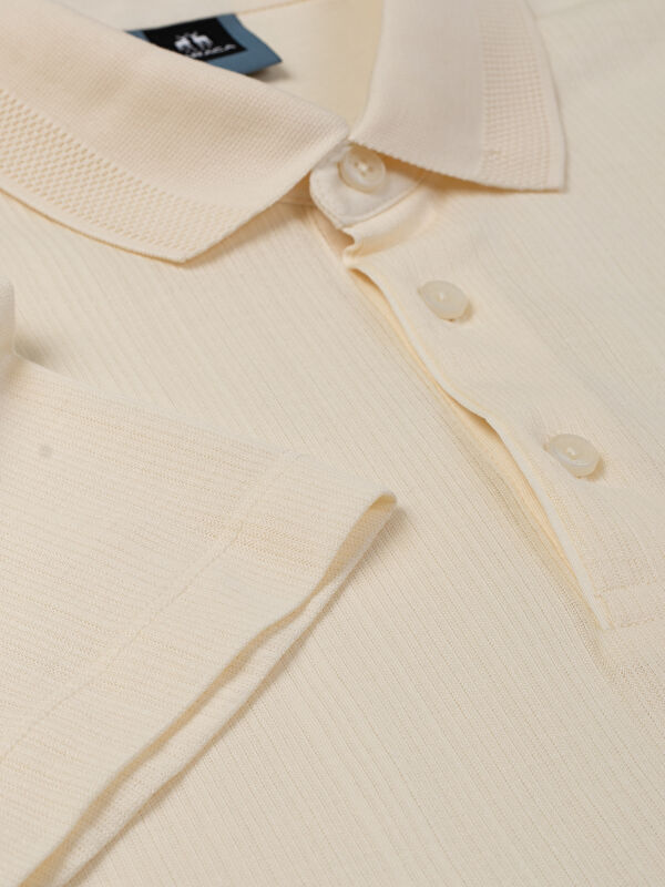 Erkek Ekru T-Shirt-Polo Yaka Tişört