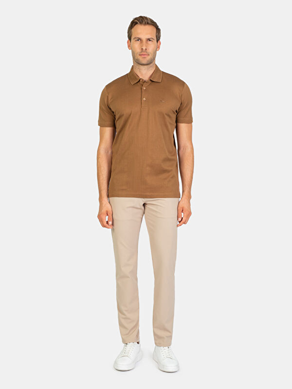 Erkek Kahve T-Shirt-Polo Yaka Tişört