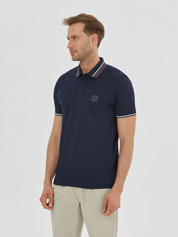 Erkek Lacivert T-Shirt-Polo Yaka Tişört