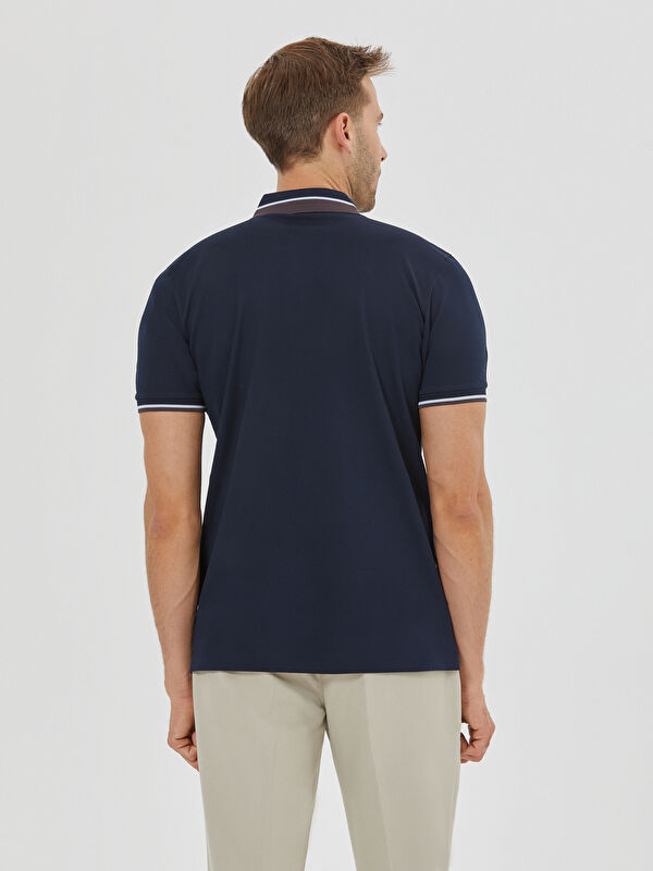 Erkek Lacivert T-Shirt-Polo Yaka Tişört