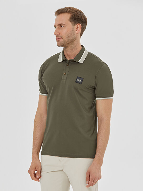 Erkek Haki T-Shirt-Polo Yaka Tişört