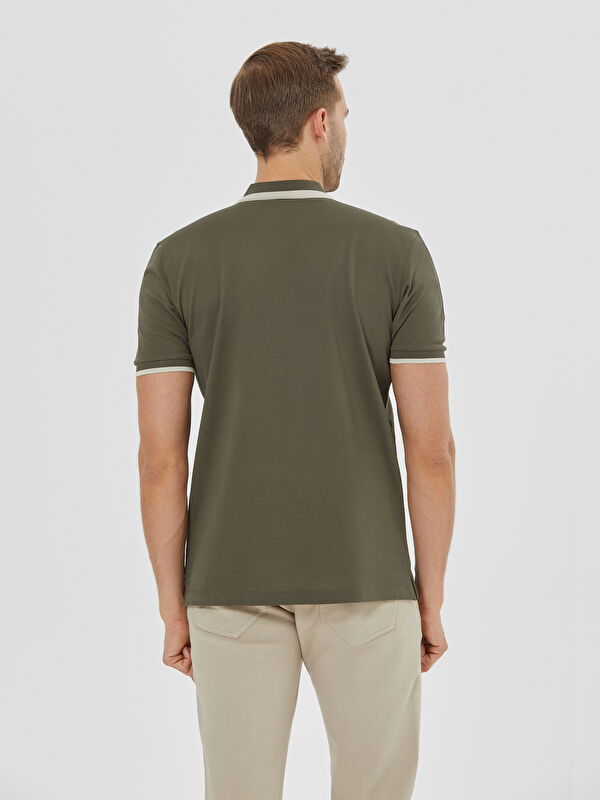 Erkek Haki T-Shirt-Polo Yaka Tişört