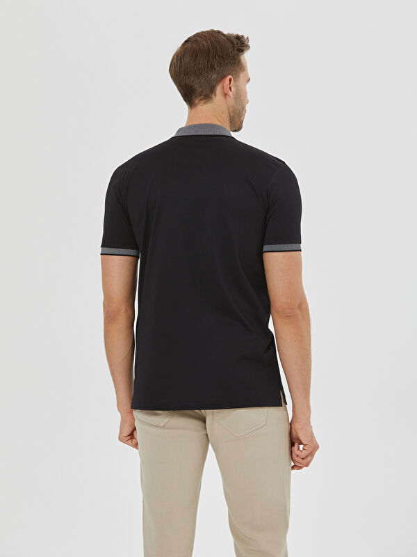 Erkek Siyah T-Shirt-Polo Yaka Tişört
