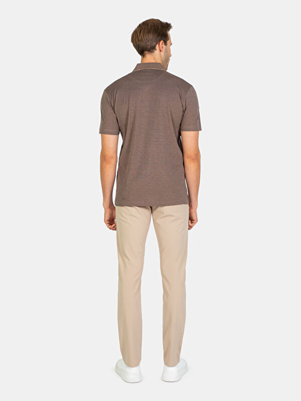 Erkek Kahve T-Shirt-Polo Yaka Tişört