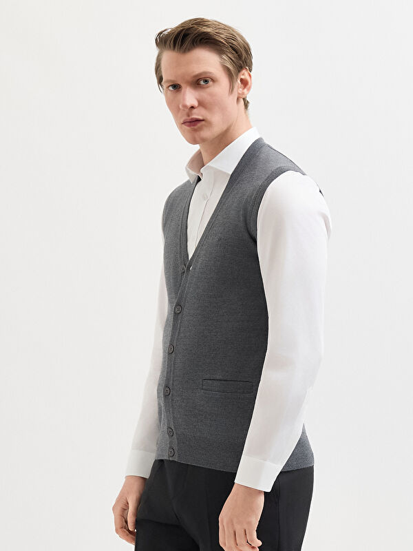 Erkek Gri Melanj Yelek