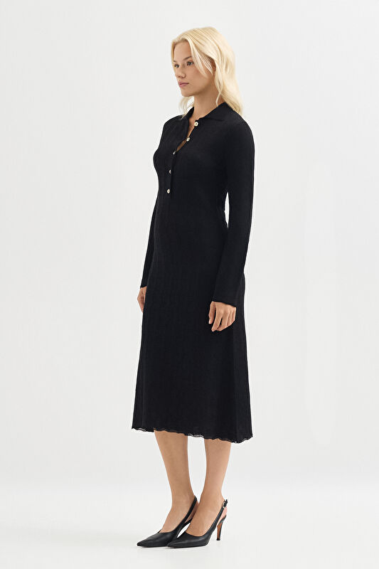 Kadın Siyah Elbise-Örme