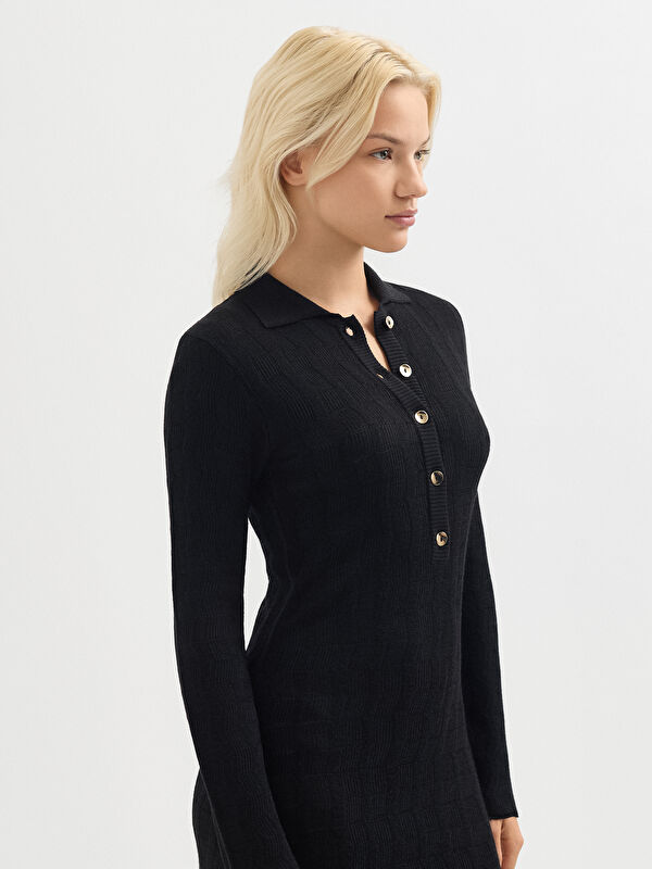 Kadın Siyah Elbise-Örme