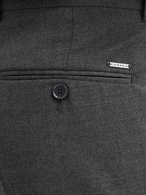 Erkek Gri Yün Karışımlı Klasik Pantolon