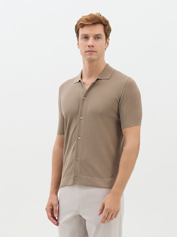 Erkek Vizon Triko Gömlek