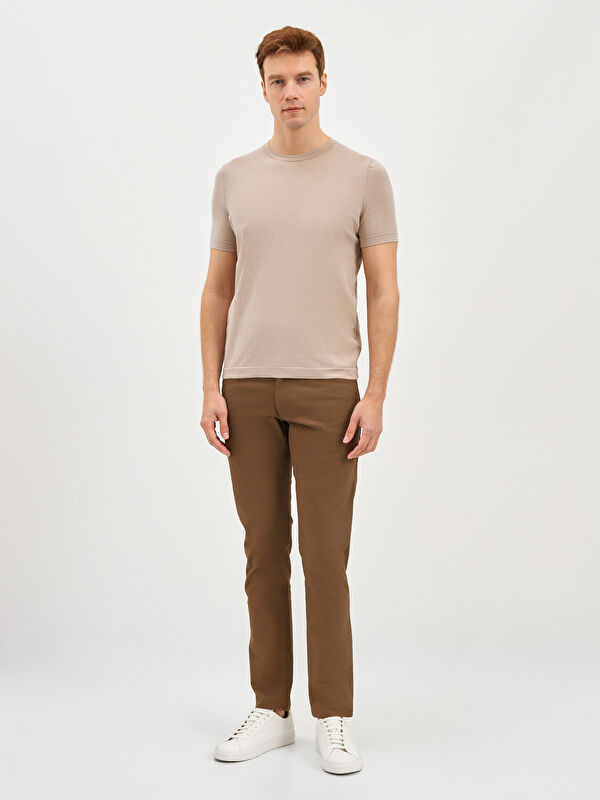 Erkek Bej %100 Pamuk Tişört