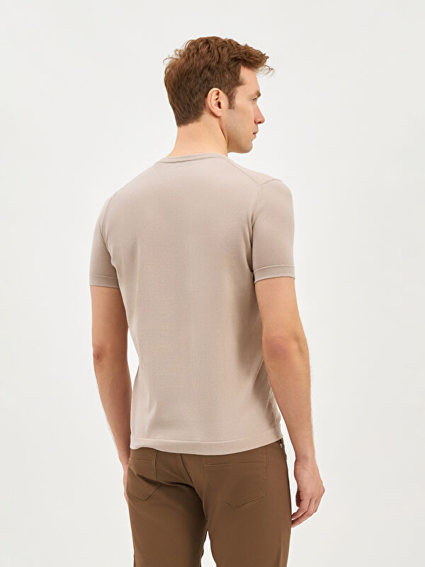 Erkek Bej %100 Pamuk Tişört