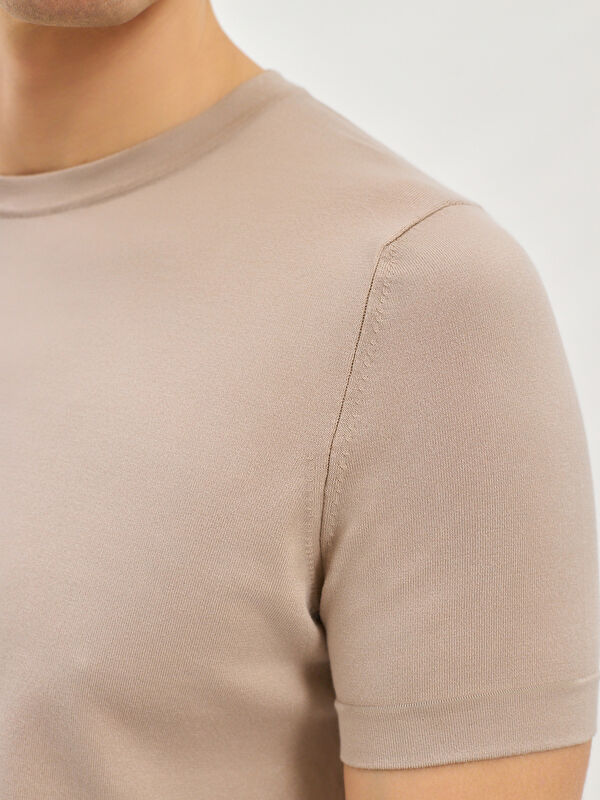 Erkek Bej %100 Pamuk Tişört