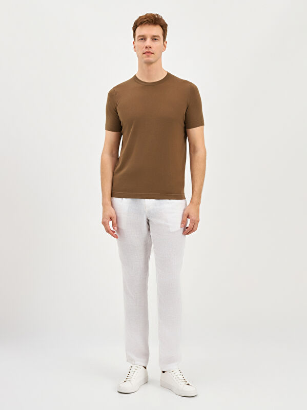 Erkek Kahverengi %100 Pamuk Tişört