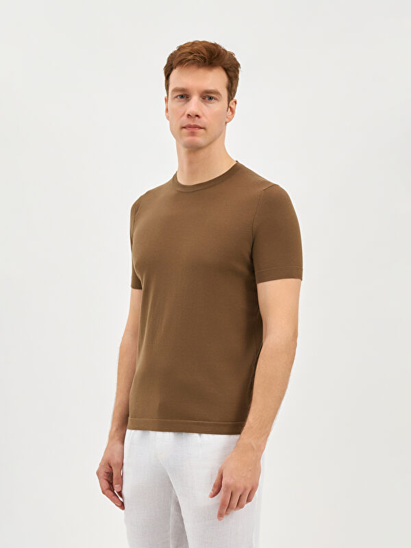 Erkek Kahverengi %100 Pamuk Tişört