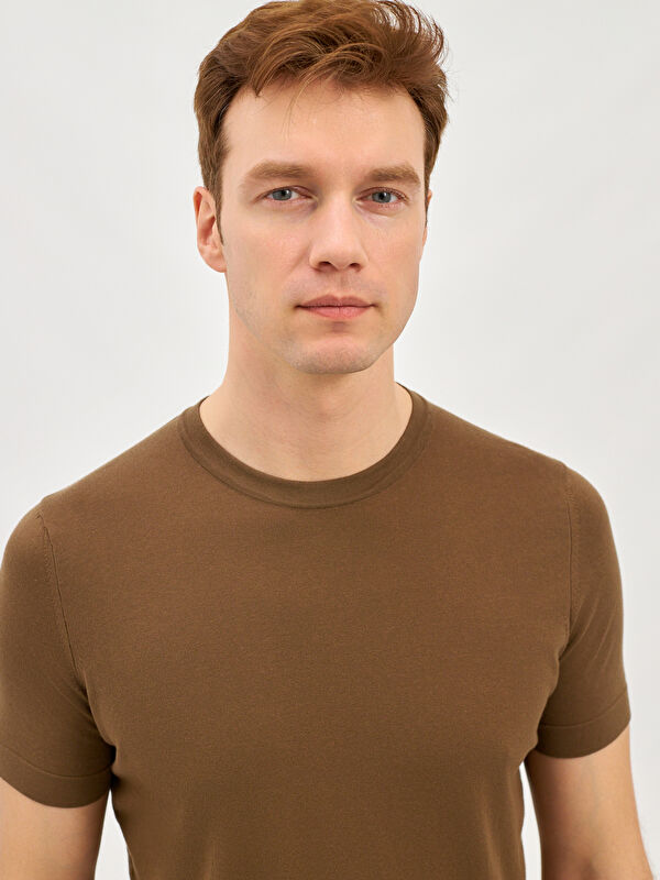 Erkek Kahverengi %100 Pamuk Tişört