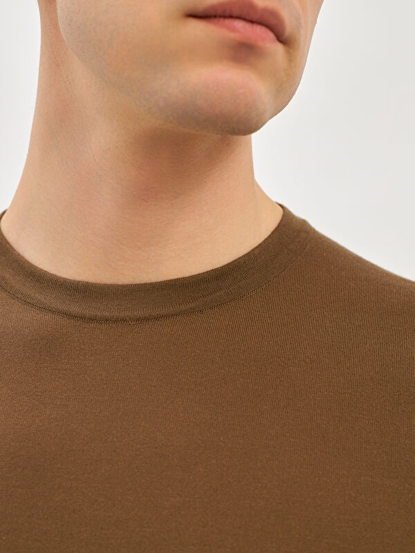 Erkek Kahverengi %100 Pamuk Tişört