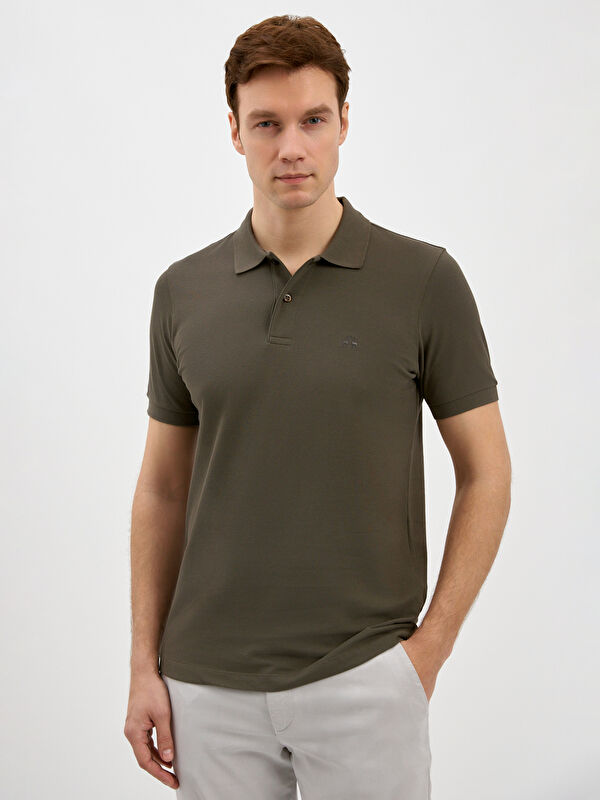 Erkek Haki Polo Yaka Tişört