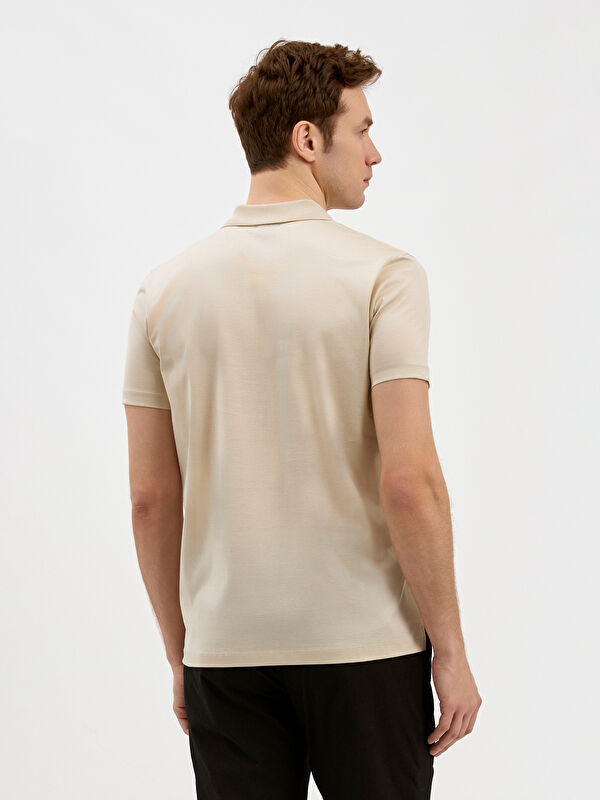 Erkek Bej T-Shirt-Polo Yaka Tişört