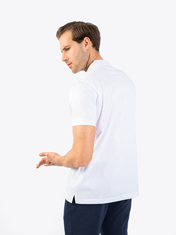 Erkek Beyaz T-Shirt-Polo Yaka Tişört