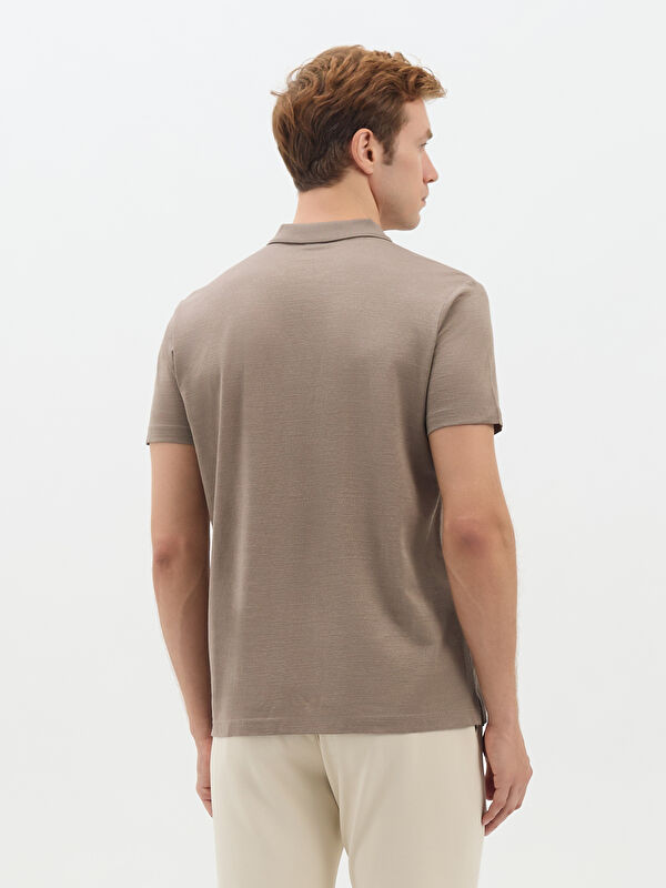 Erkek Vizon T-Shirt-Polo Yaka Tişört