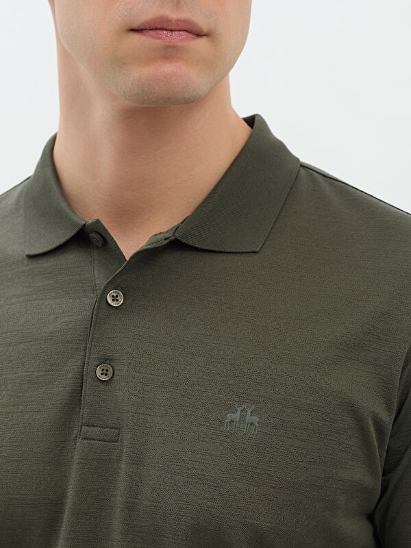 Erkek Haki T-Shirt-Polo Yaka Tişört