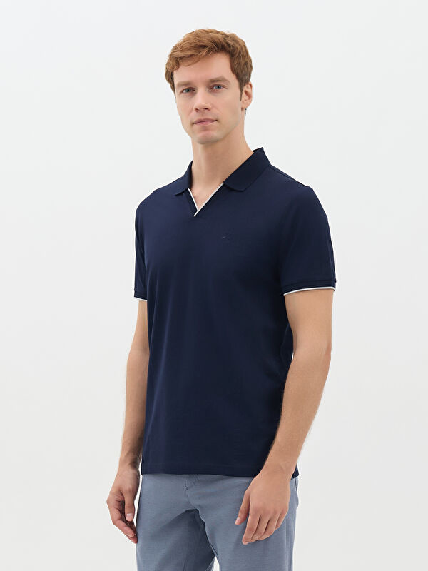 Erkek Lacivert T-Shirt-Polo Yaka Tişört