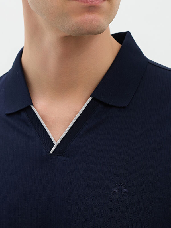 Erkek Lacivert T-Shirt-Polo Yaka Tişört