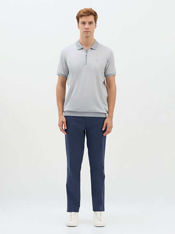 Erkek Gri T-Shirt-Polo Yaka Tişört
