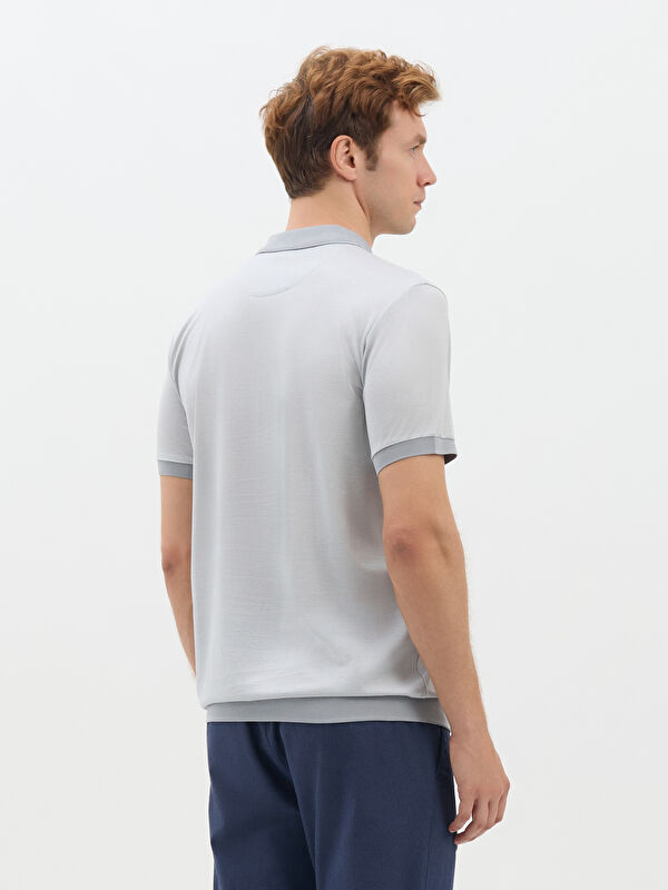 Erkek Gri T-Shirt-Polo Yaka Tişört