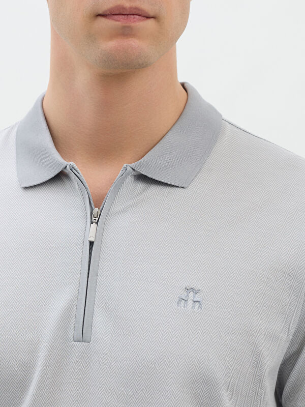 Erkek Gri T-Shirt-Polo Yaka Tişört