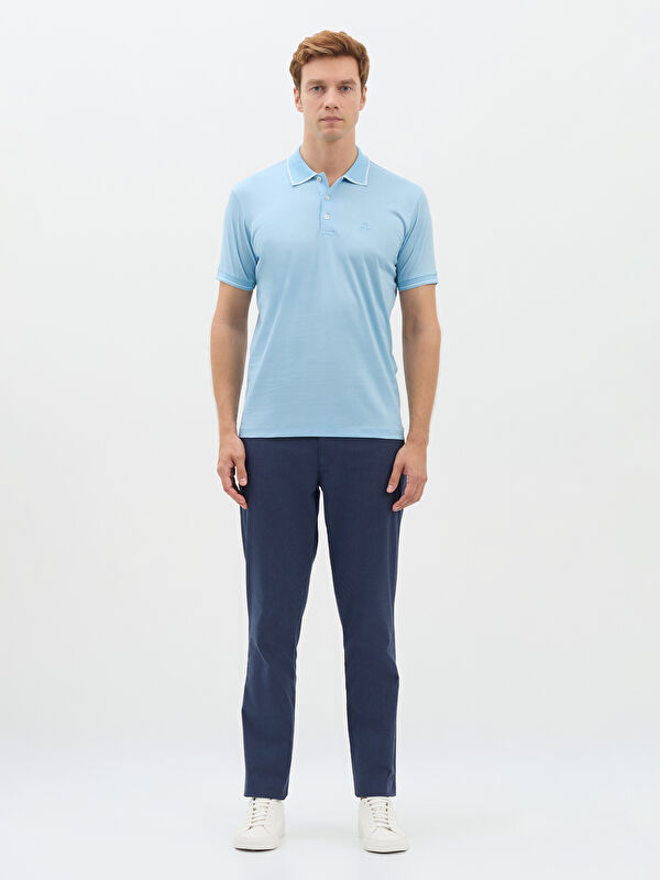Erkek Mavi T-Shirt-Polo Yaka Tişört