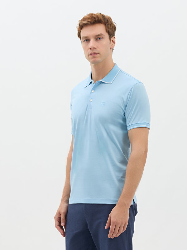 Erkek Mavi T-Shirt-Polo Yaka Tişört