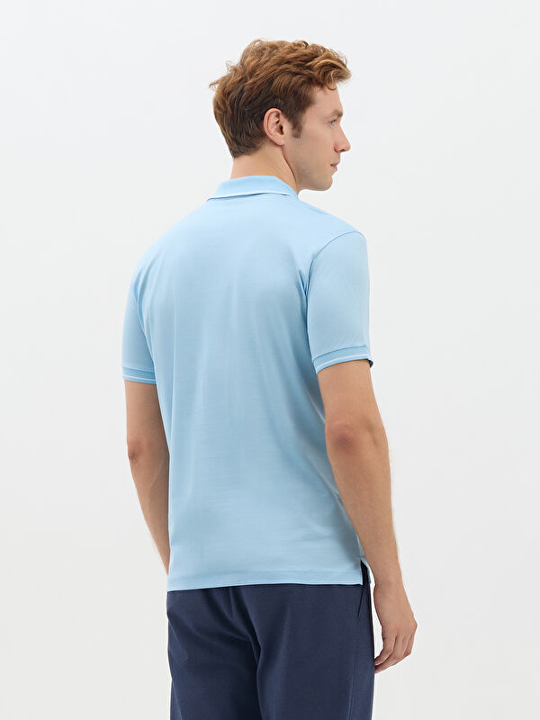 Erkek Mavi T-Shirt-Polo Yaka Tişört