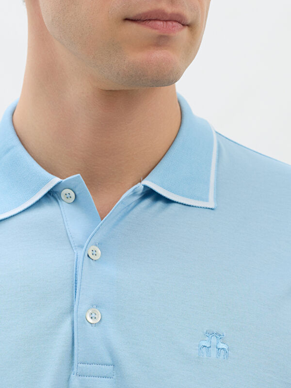 Erkek Mavi T-Shirt-Polo Yaka Tişört