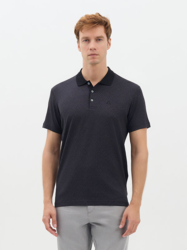 Erkek Siyah T-Shirt-Polo Yaka Tişört