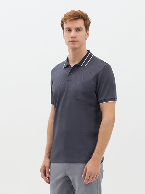 Erkek Antrasit T-Shirt-Polo Yaka Tişört