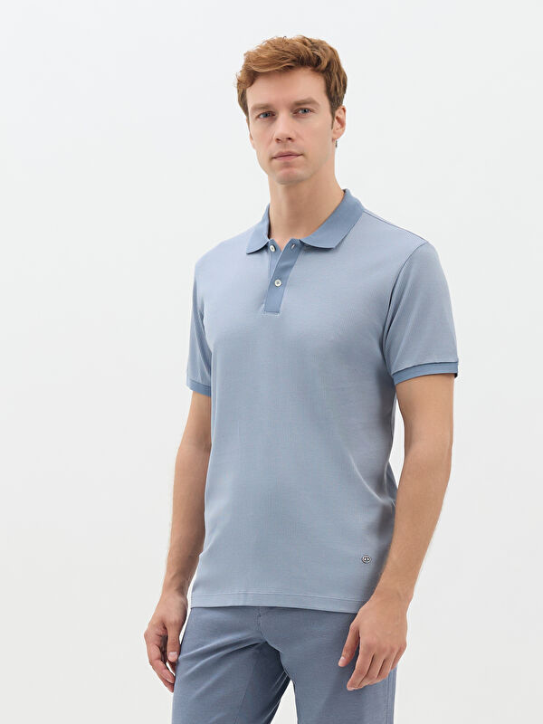 Erkek Mavi T-Shirt-Polo Yaka Tişört