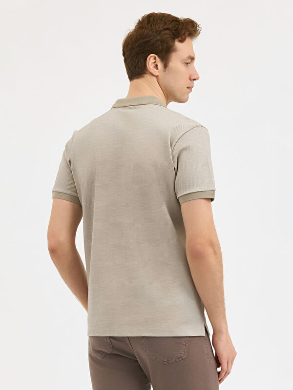 Erkek Bej T-Shirt-Polo Yaka Tişört