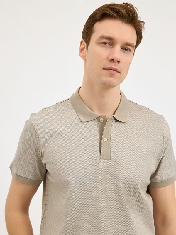 Erkek Bej T-Shirt-Polo Yaka Tişört