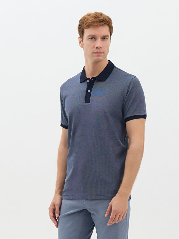 Erkek Lacivert T-Shirt-Polo Yaka Tişört