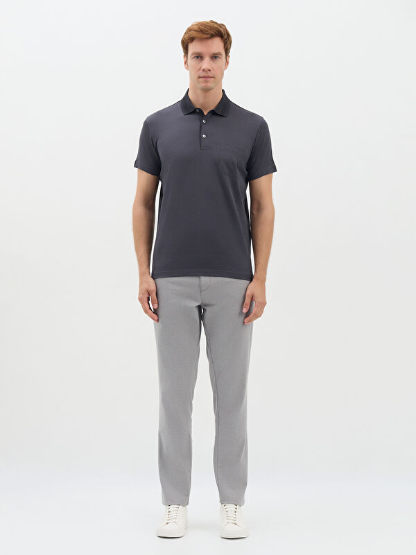 Erkek Antrasit T-Shirt-Polo Yaka Tişört