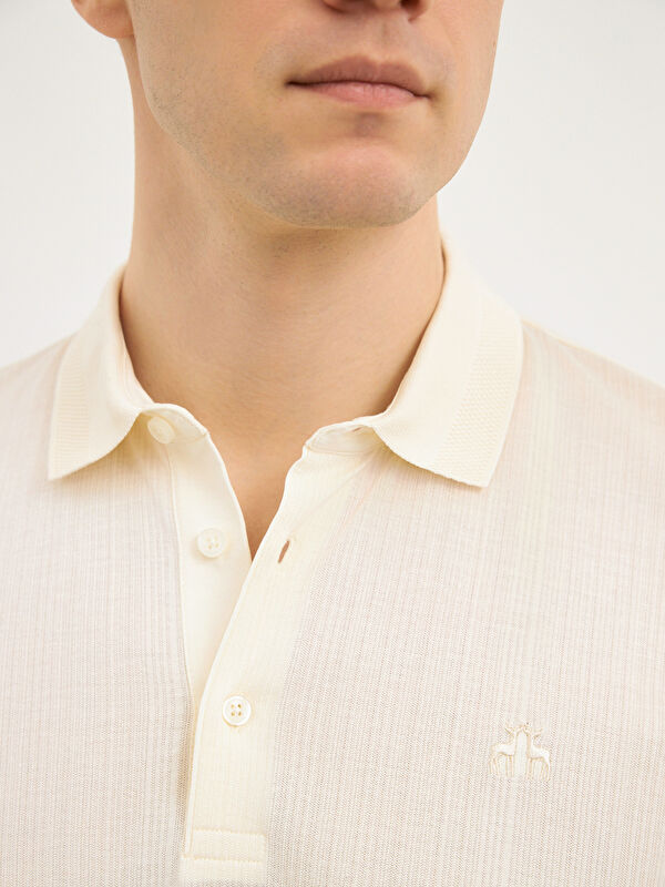 Erkek Bej T-Shirt-Polo Yaka Tişört