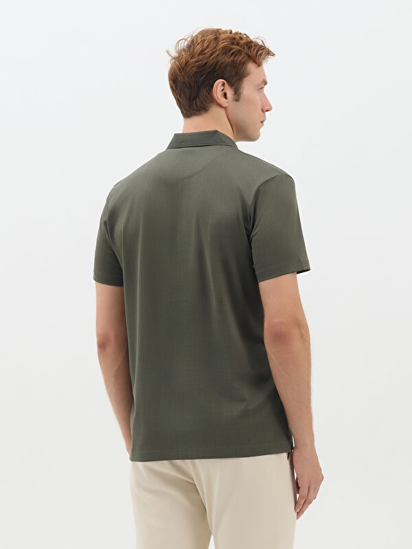 Erkek Haki T-Shirt-Polo Yaka Tişört