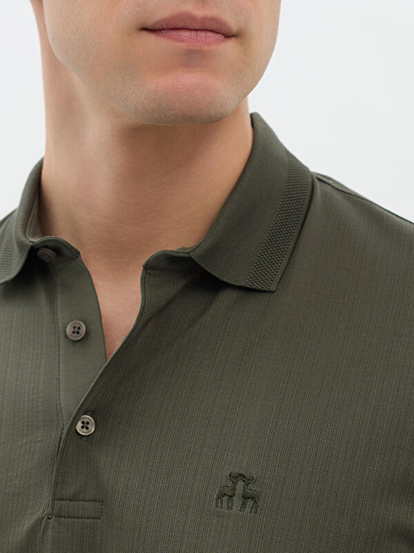 Erkek Haki T-Shirt-Polo Yaka Tişört