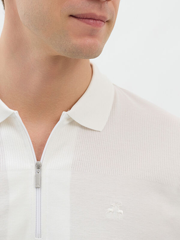 Erkek Beyaz T-Shirt-Polo Yaka Tişört