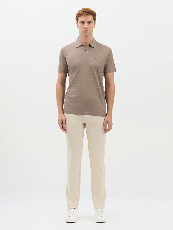 Erkek Vizon T-Shirt-Polo Yaka Tişört