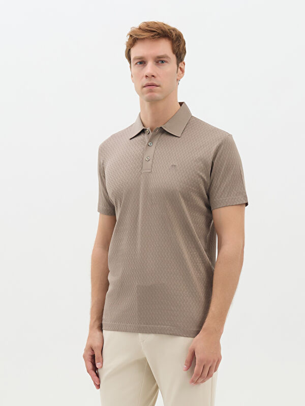 Erkek Vizon T-Shirt-Polo Yaka Tişört