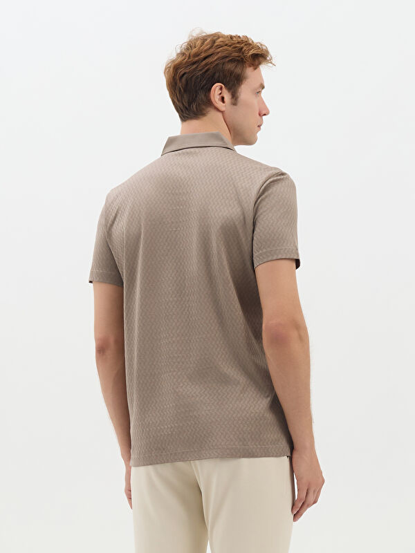 Erkek Vizon T-Shirt-Polo Yaka Tişört